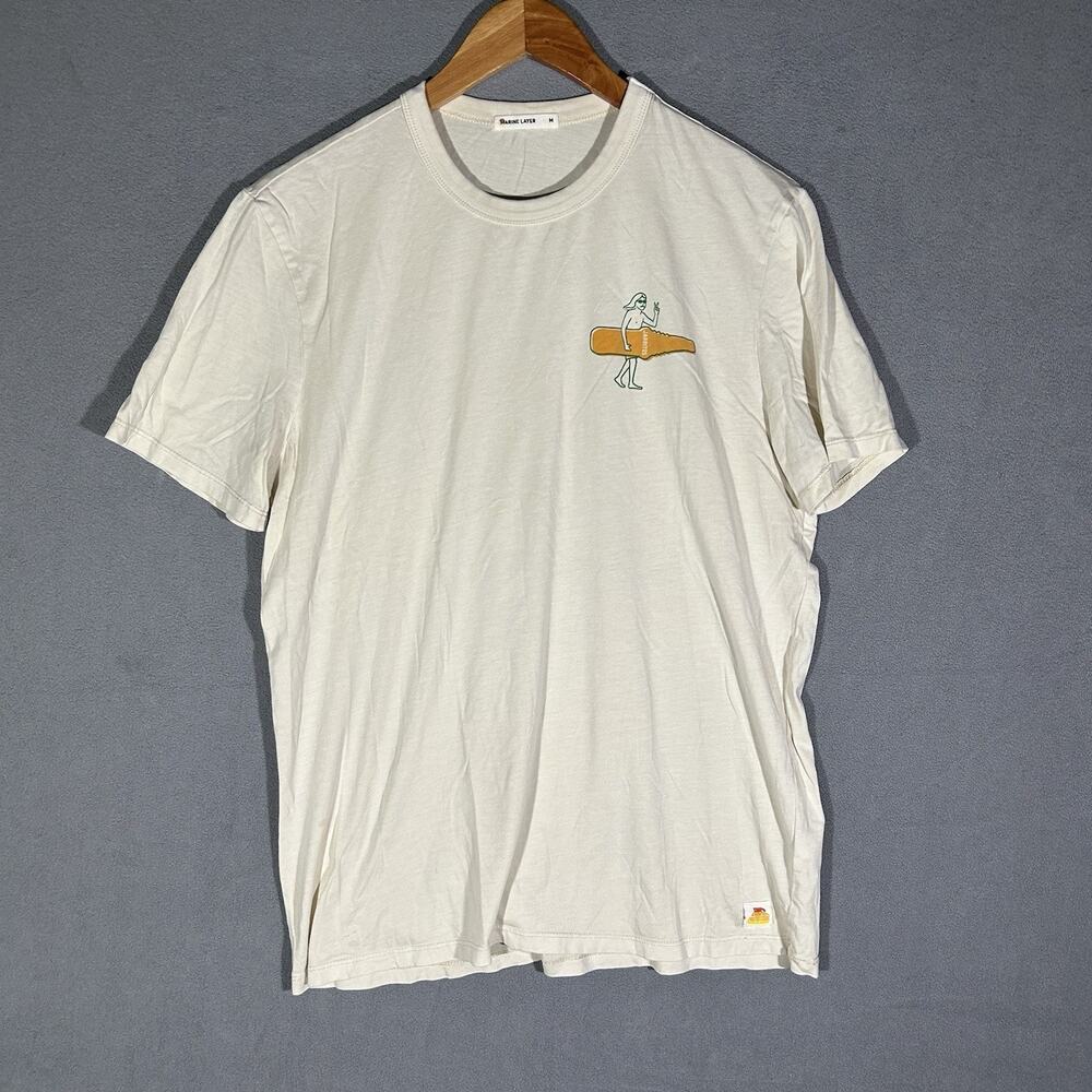 Marine Layer T-Shirt Men's Medium Beige Jarritos Graphic Tee Short Sleeve
